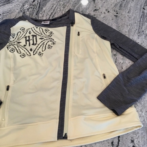 Harley-Davidson Cream and Gray Bomber Jacket with Embroidery - Picture 2 of 10